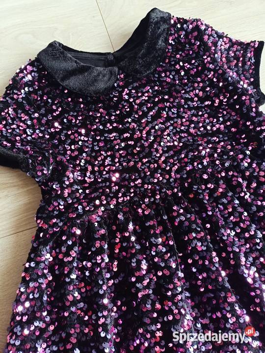 Sukienka dziewczęca czarno fioletowa w cekiny Płock