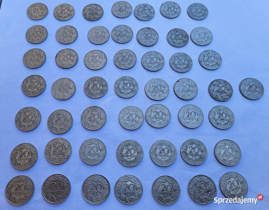 20 gr x 50 sztuk obiegówki II RP nikiel Łódź