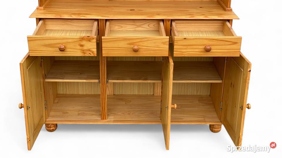 Sosnowy kredens kuchenny z witryną Kredensy i witryny zachodniopomorskie Gryfice