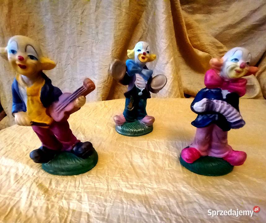 Orkiestra 3 figurek klownów ceramicznych Ząbkowice Śląskie