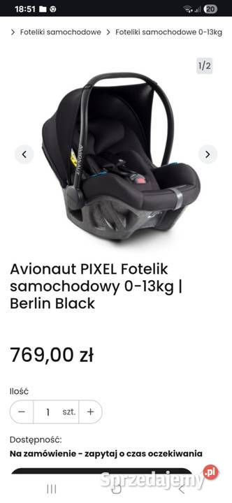 Fotelik avionaut pixel 0 0-18kg Gniezno