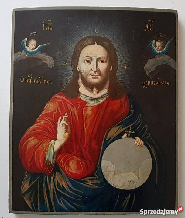 Ikona Jezus Chrystus Rosja pocz XIX wieku piękne
