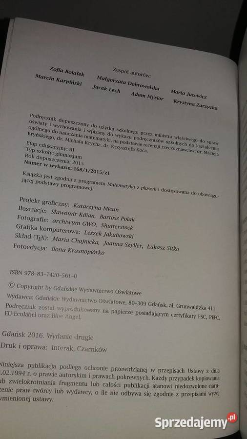 matematyka 1 gimnazjum książki używane szkoły Warszawa