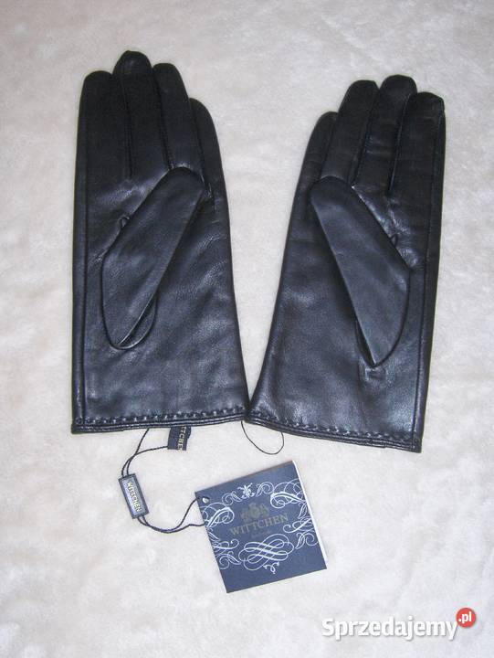Wittchen Czarne skórzane ocieplane rękawiczki