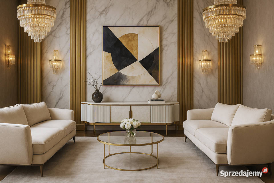 Komoda RTV kremowo złota Champion Glamour Golkowice