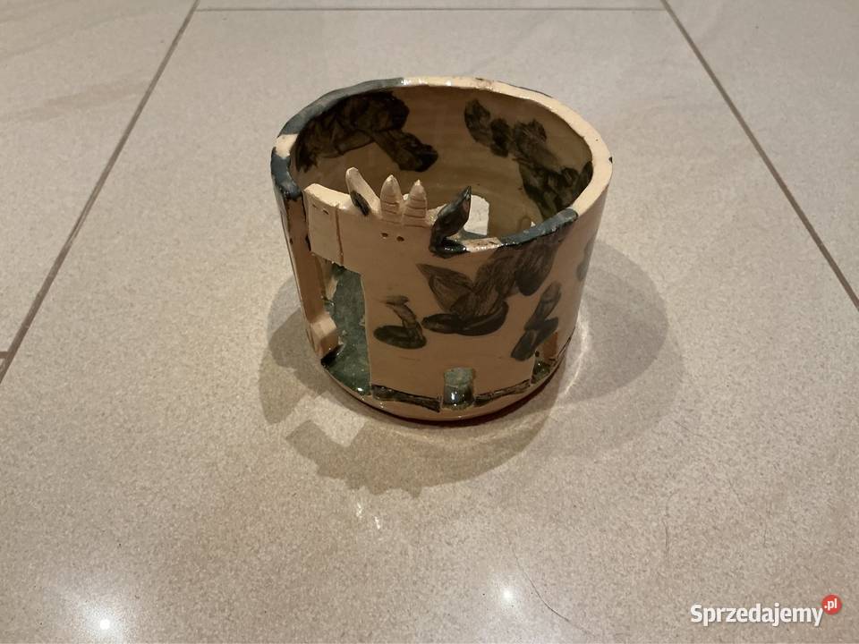 Osłonka Ceramiczna Krówka na Butelke Sygnowana lubuskie Nowa Sól