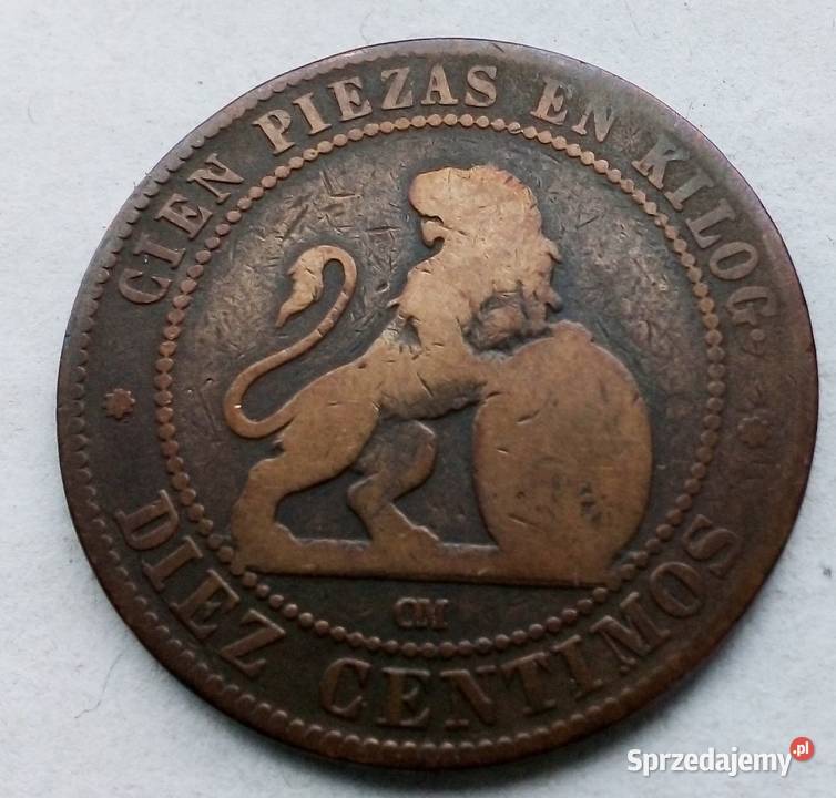 HISZPANIA5 CENTYMÓW1870 r ŁADNA