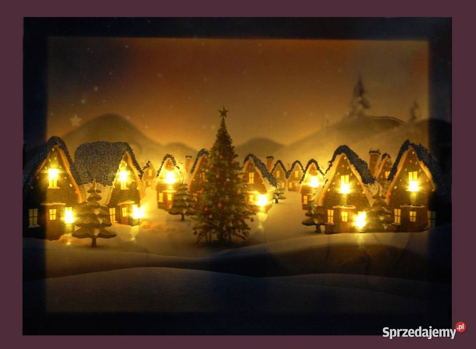 Jysk obraz podświetlany LED świąteczna wioska Lublin