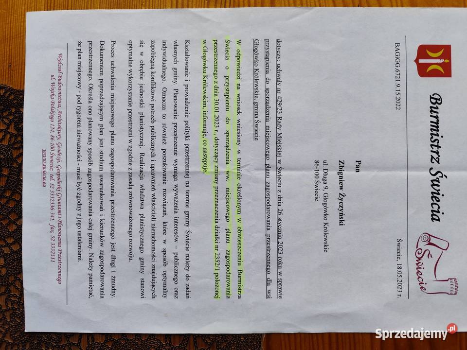 Sprzedam działkę budowlano inwestycyjna Głogówko Królewskie sprzedam