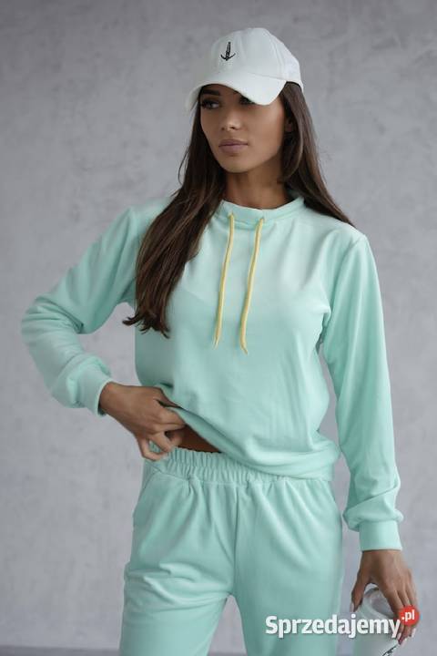 Damski welurowy dres pastelowy kolor mięta LXL Ostrzeszów