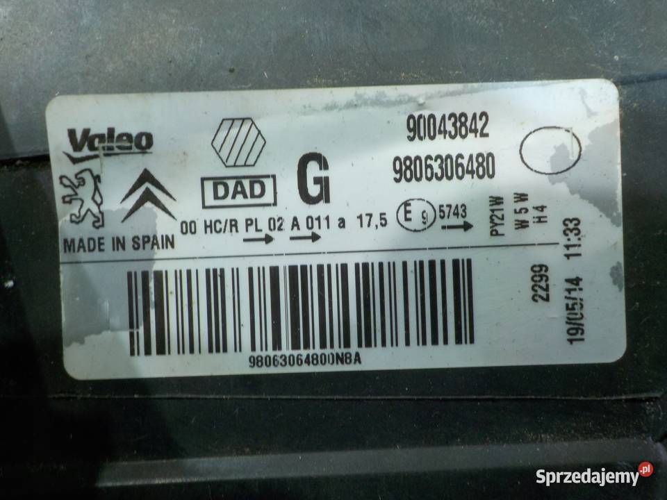 BERLINGO PARNTER II III LIFT I 14r VAN lampa Suków