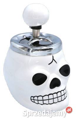 Biała Elegancka Popielniczka Czaszka z Obrotowym Ostrowy nad Okszą