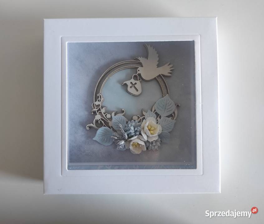 Kartka ręcznie robiona e pudełku na Chrzest Łódź