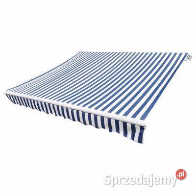 vidaXL Tkanina do markizy niebieskobiała 4 x 3 m