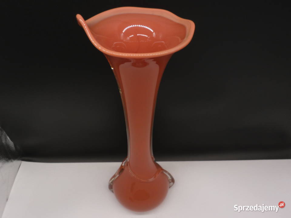 Artystyczny Wazon Kalia Szkło Kolorowe Oplot PRL Porcelana i szkło Raszków