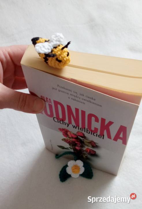 Pszczółka wykonana na szydełku zakładka do Łask