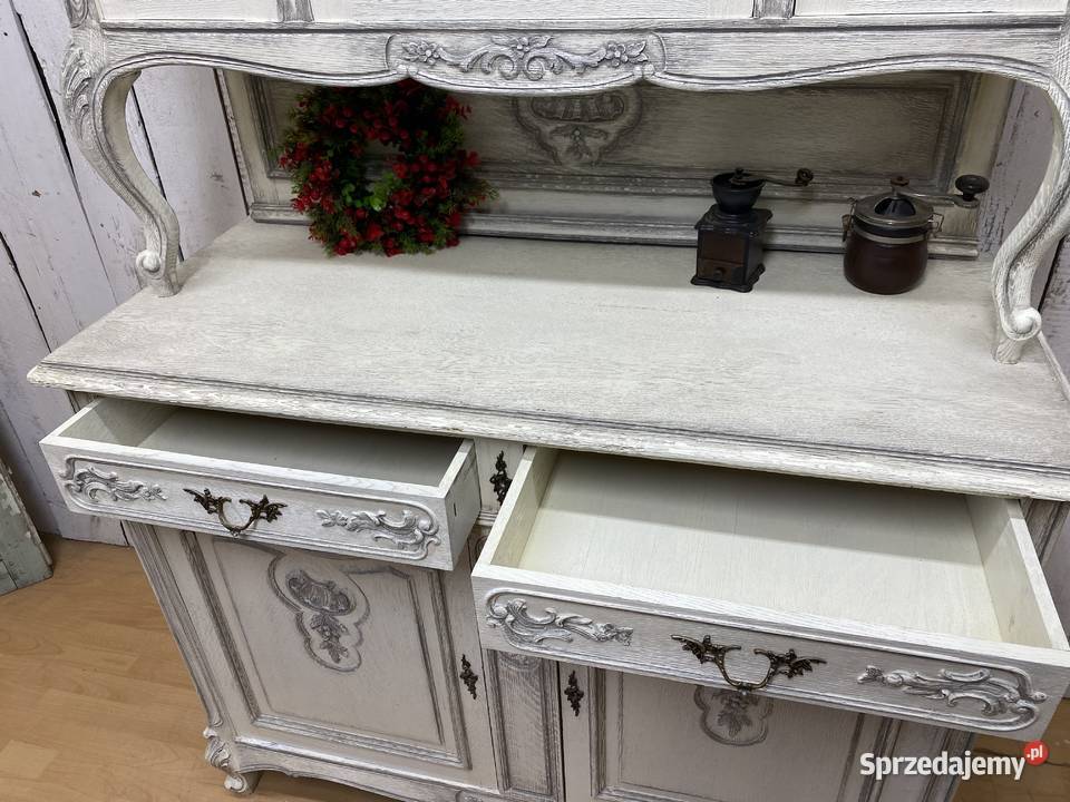 Kredens Ludwik XV Rocaille biały odnowiony wielkopolskie