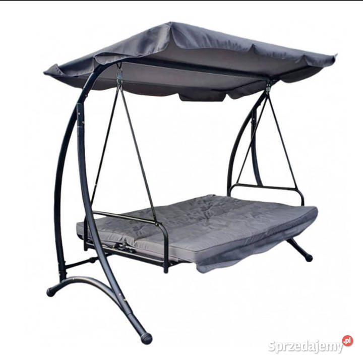 Duża huśtawka ogrodowa 3 osobowa z daszkiem szary Huśtawki Rzeszów