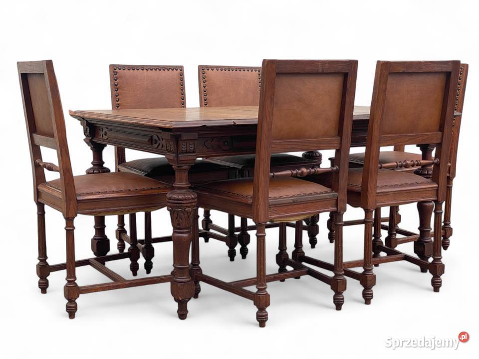 Rzeźbiony komplet do jadalni w eklektycznym Meble Gryfice