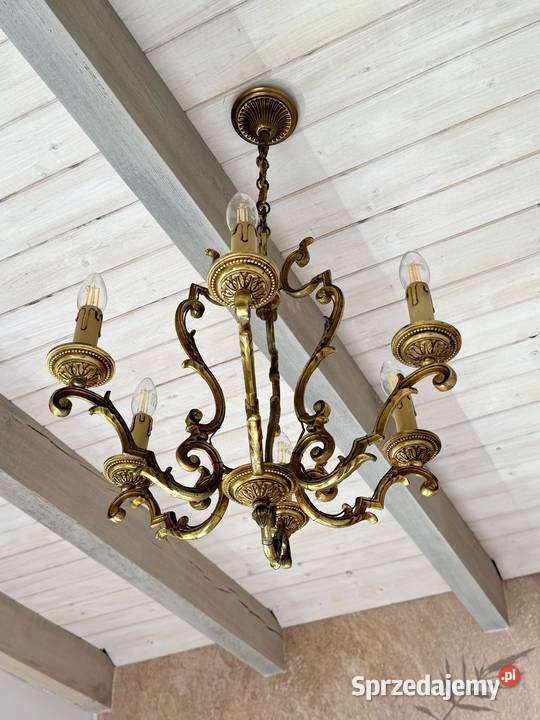 Francuski Żyrandol 51 mosiądz 6ram Antyk Lampa mazowieckie Warszawa sprzedam