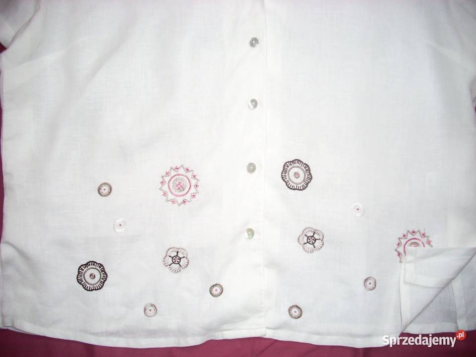 EASTEX Lniana Koszula Haft J Nowa 46 48 Len biały Nowy Sącz