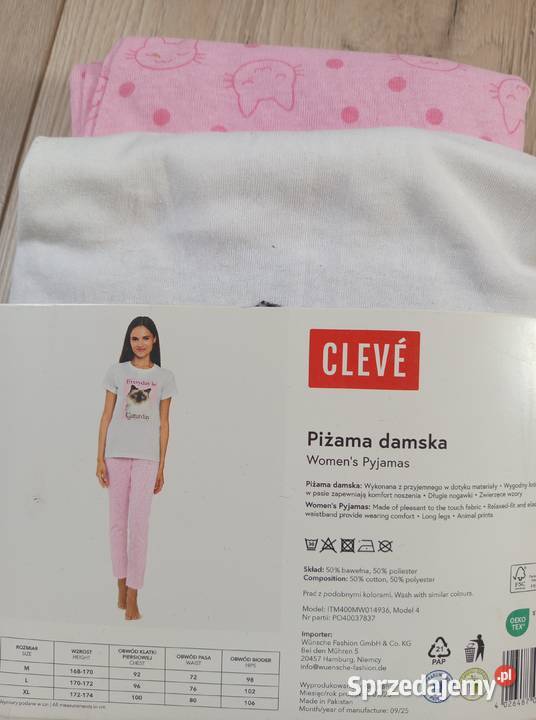 Nowa damska piżama dwuczęśćiowa różowy