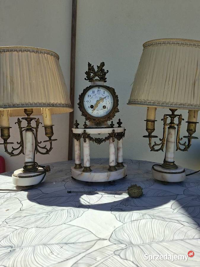 kominkowy zegar francuski plus dwie lampki nocne Rzeszów