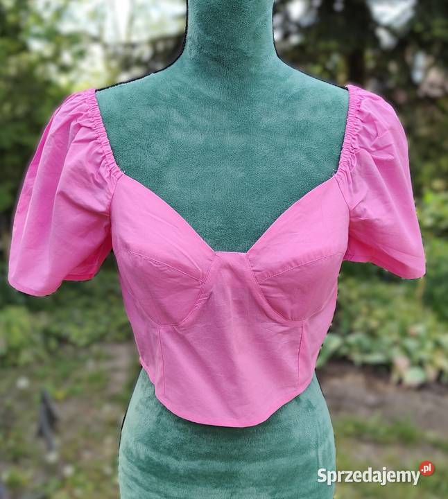 Różowy top Sinsay M 38 gorsetowy bufki barbie Szczecin