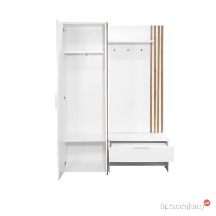 Garderoba Milo 140x200x40 z lamelami biała dąb Wieruszów