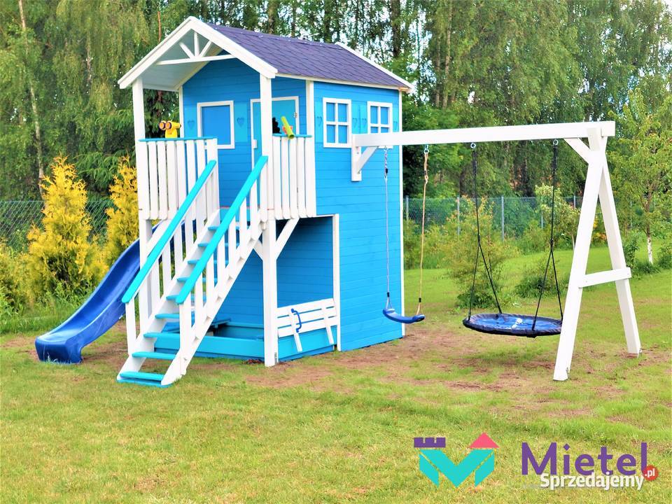 Plac zabaw z garażem i piaskownicą domek pełny Stopnica