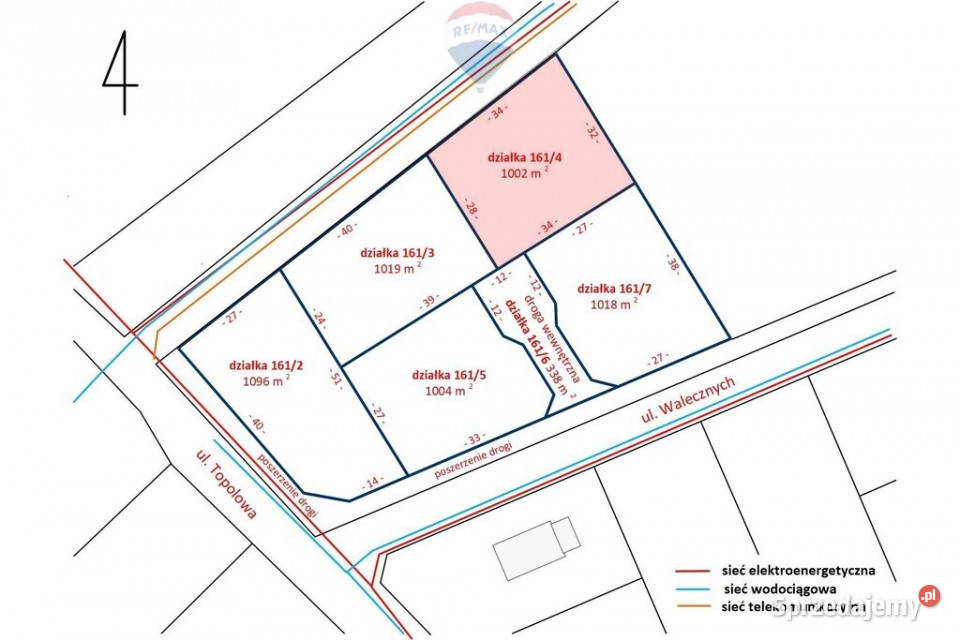 Działka budowlana 1002m2 Grądy k Żyrardowa