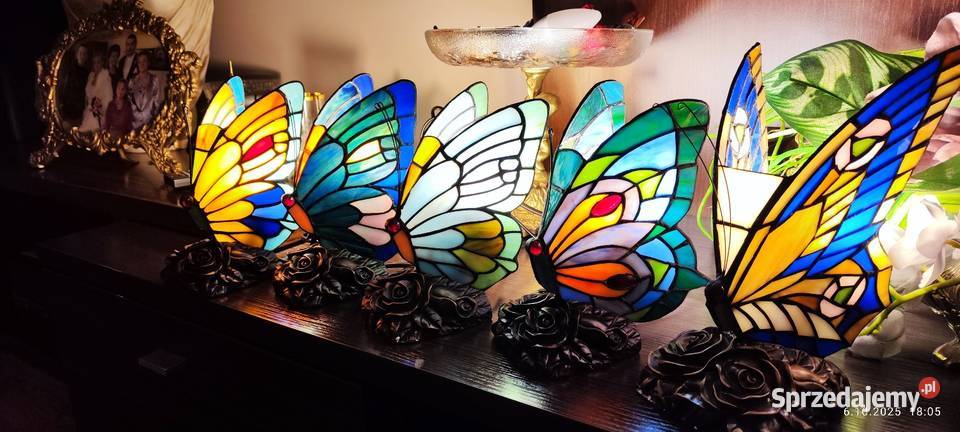 Lampki nocne witrażowe motyle Łódź
