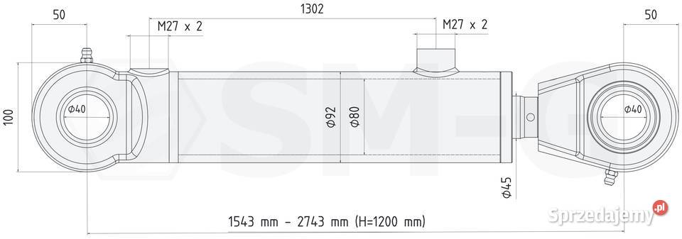 Polski Siłownik Hydrauliczny 80x45 SKOK 1200 TUR Solec Kujawski