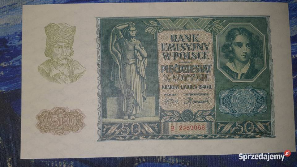 RZADKOŚĆ 50 złotych 1940 s B UNCUNC mazowieckie Warszawa