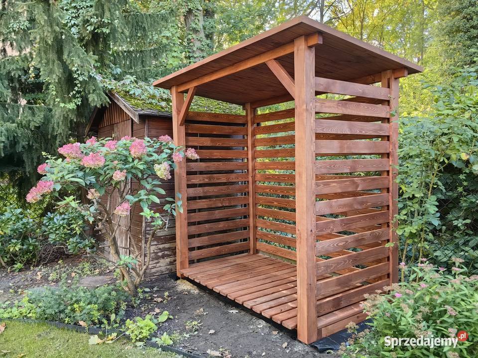 Drewutnia 2 x 11m na drewno kominkowe dach