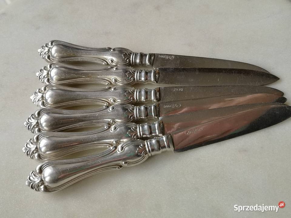 noże deserowe posrebrzane Dania vintage Toruń