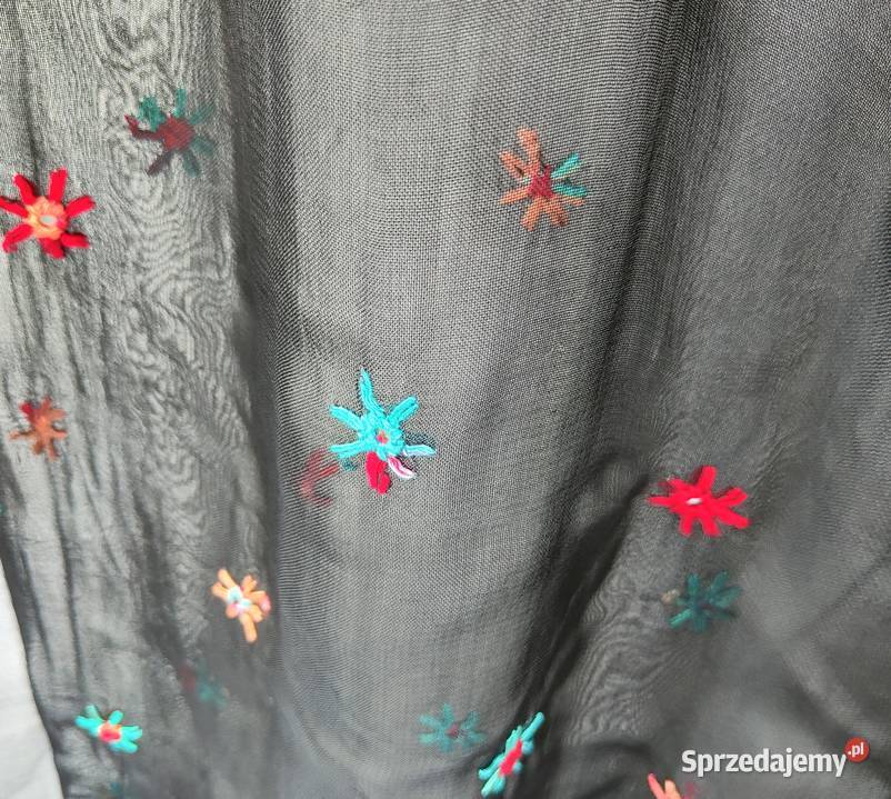 Duża chusta szal dupatta haftowana szyfon czarna Szczecin sprzedam