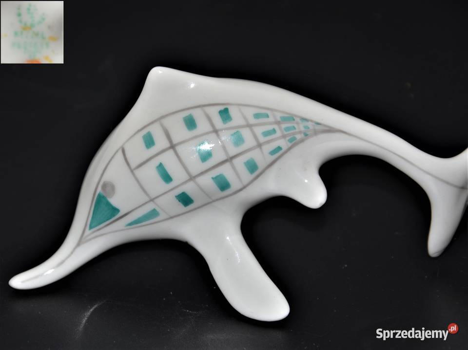 Delfin art deco Hollohaza design lata 60te Porcelana i szkło Antyki, Sztuka, Kolekcje