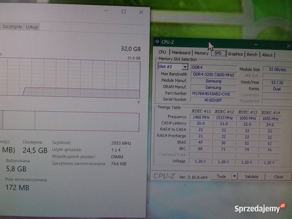Samsung DDR4 32GB PC4 3200MHz 2933Mbps 12V Pamięci Bydgoszcz