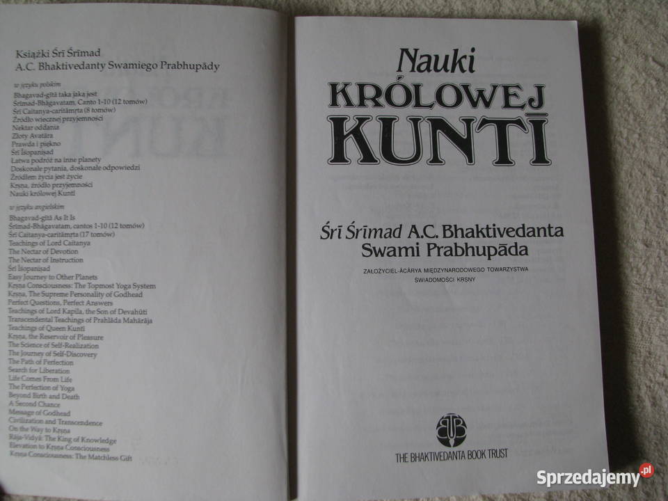 Nauki królowej Kunti Śri Śrimad AC Bhaktivedanta Brzegi