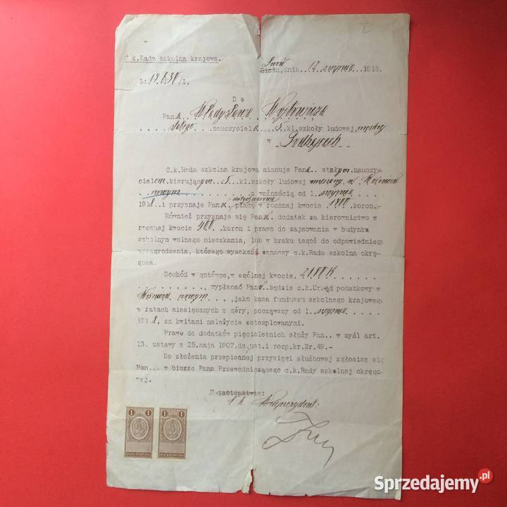 1850 Pismo Dot Mianowania Nauczyciela Lwów Szczecin