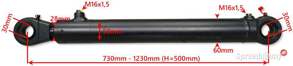 Siłownik Hydrauliczny 50x28 Skok 500 Mocowania Rolnictwo kujawsko-pomorskie Solec Kujawski