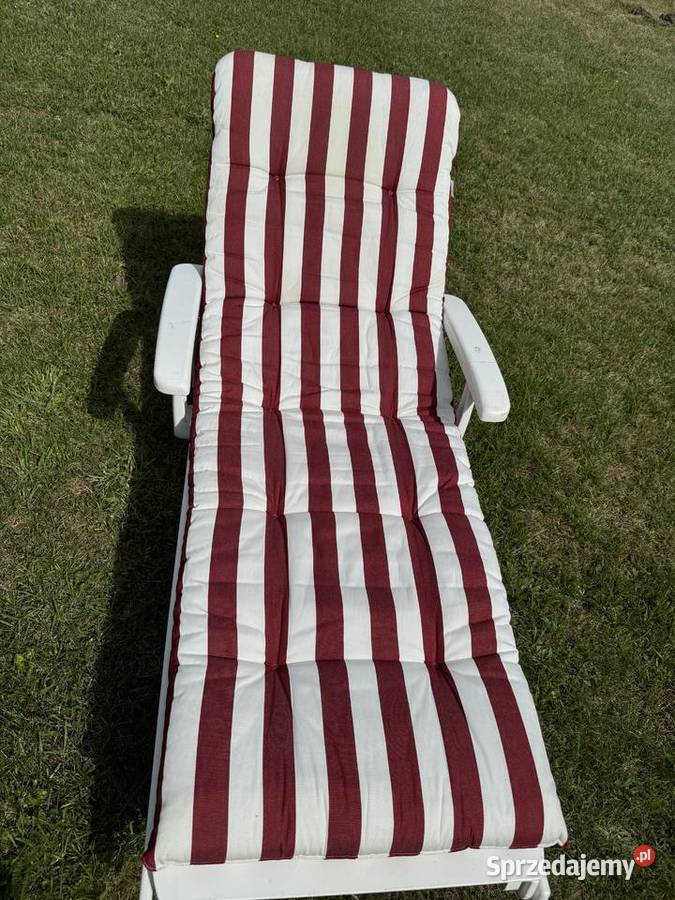 Materacyk w pasy biało bordowy na leżak długi