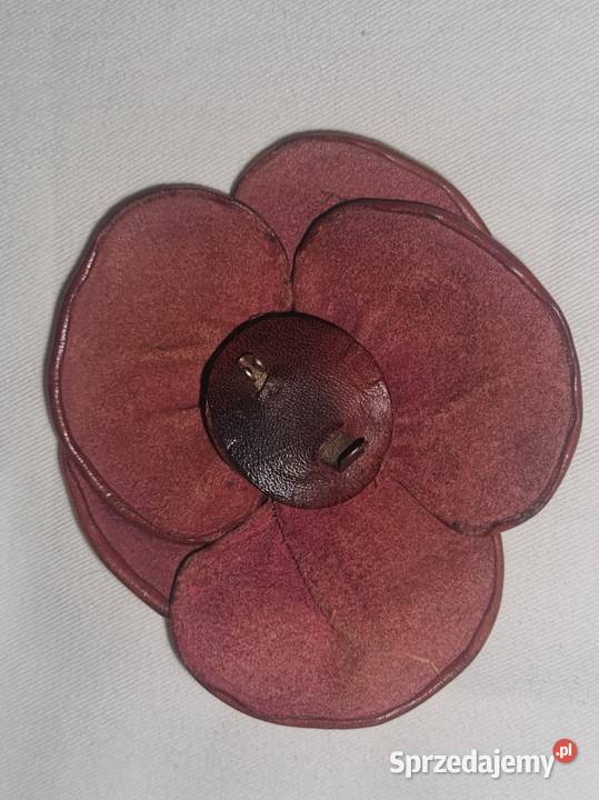 Broszki ze skóry motyl i kwiat rękodzieło Dodatki Warszawa
