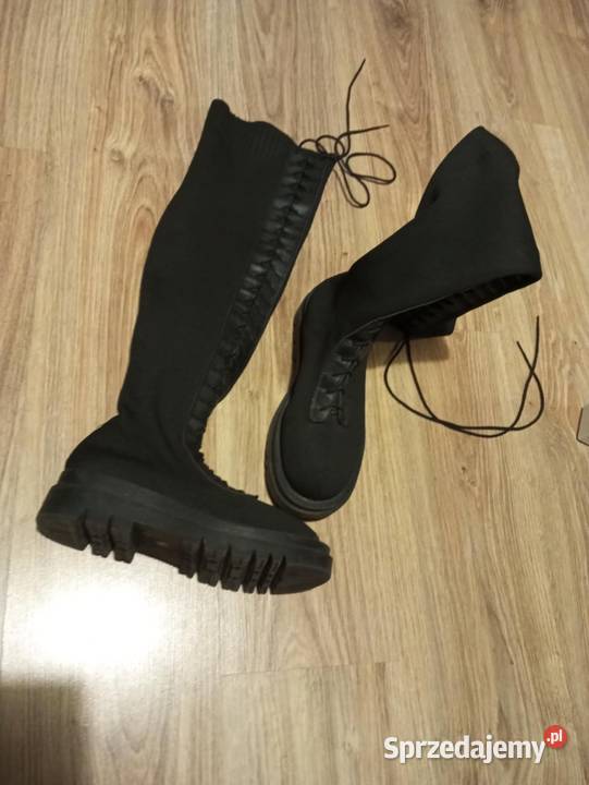 Świetne wysokie buty przejściowe wiosenne kolano