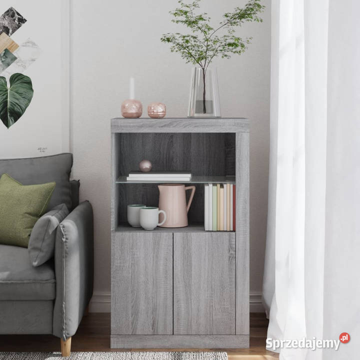 Szafka boczna z LED szary dąb sonoma materiał mazowieckie Warszawa