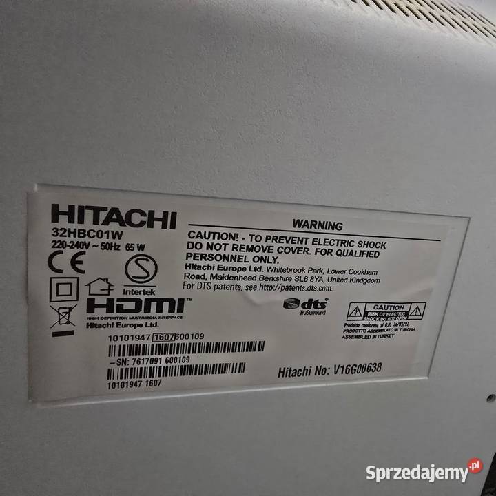 Telewizor 32 biały HITACHI 32HBC01W dekoder Koluszki
