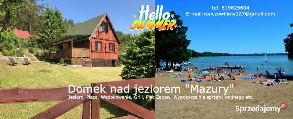 Domek jeziorem Dadaj Mazury plaży cisza i spokój Wilimy