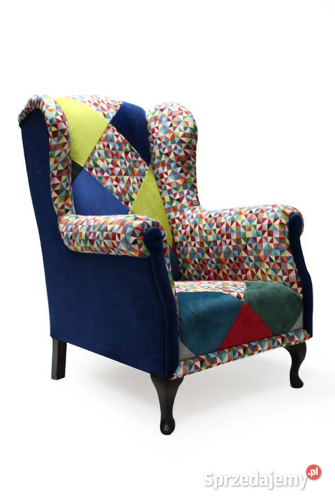 Fotel Uszak Designerski Wypoczynkowy Patchwork Kazimierz Biskupi