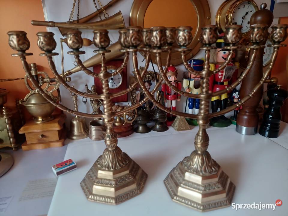 Menora Piękny sygnowany świecznik żydowski Poznań